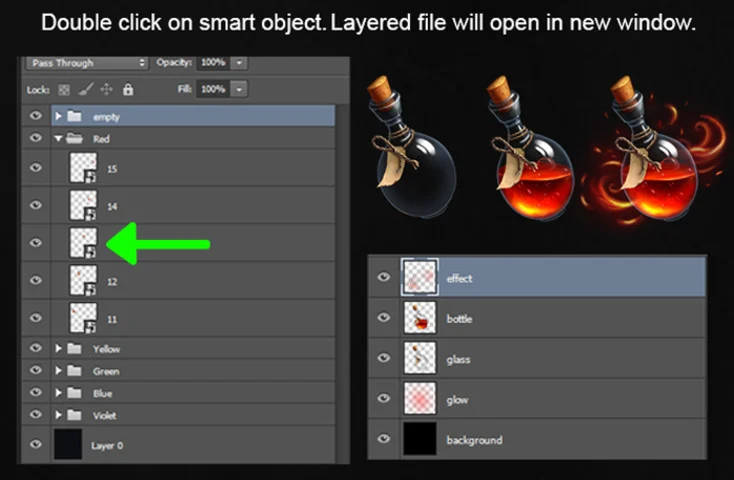 160 Fantasy Icons: layered source artwork workflow