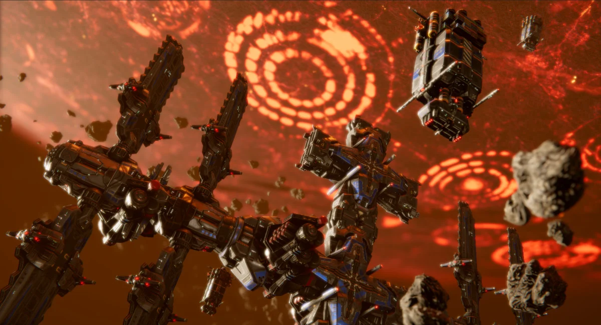 Battleships 2: fleet battle in a glowing nebula