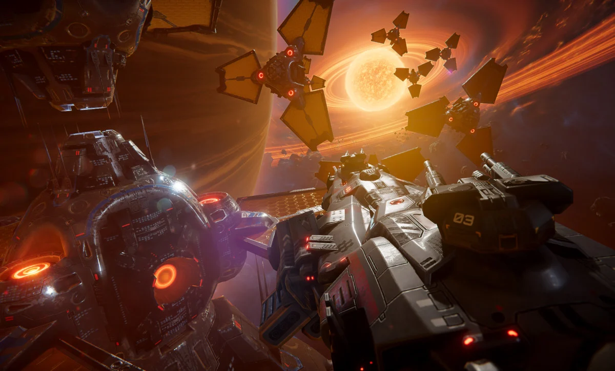 Battleships 2: ships and structures against a ringed planet
