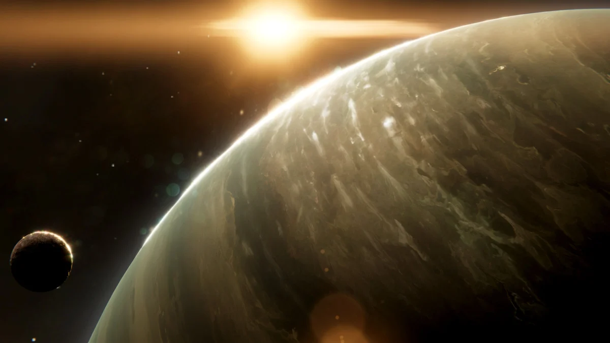 Planets 8K Textures: gas giant at sunrise